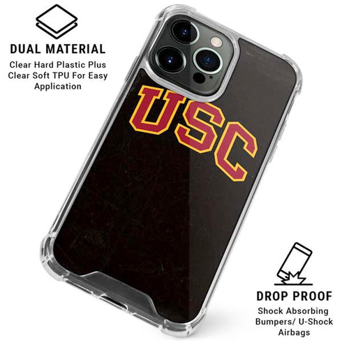 University of Southern California USC Logo Black Distressed iPhone 16 Pro Clear Case